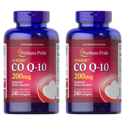 Puritan's Pride Coenzyme CoQ10 200mg, Dietary Supplement for Heart Health, Blood Pressure, Oral Gum Health, and Healthy Aging Support, 240 Rapid Release Softgels, 2-Pack